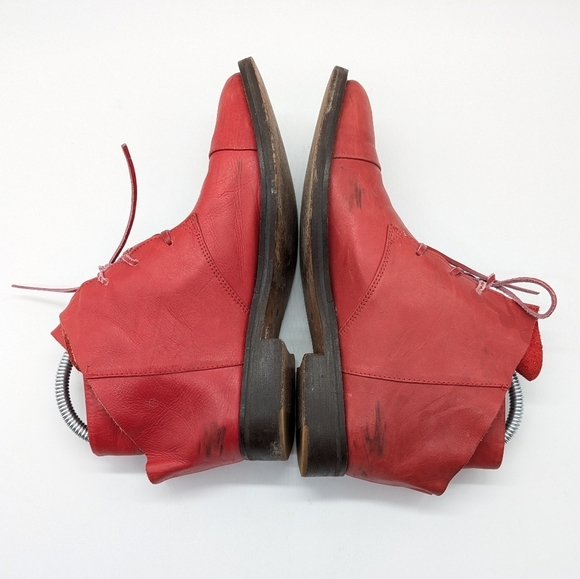 Red Leather Ankle Boots - Picture 5 of 12